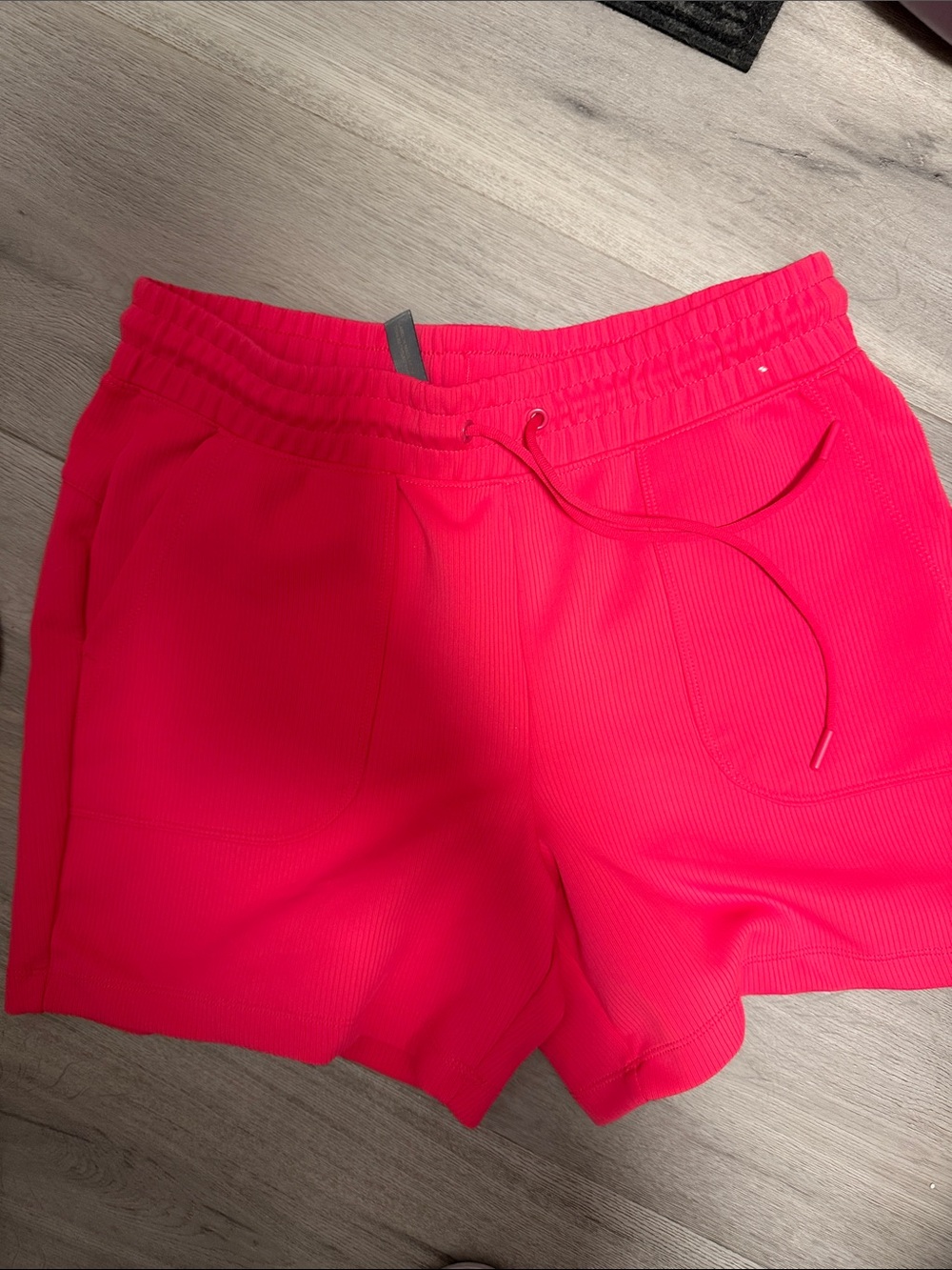 Mondetta Hot Pink Ribbed Drawstring Athletic Shorts